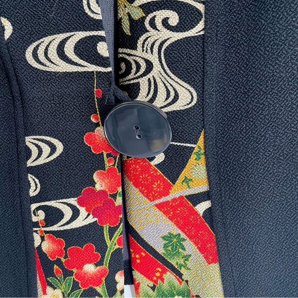 Soft Surroundings Kimono Cardigan Black Floral Trim One Button Closure Boho 2X - Picture 4 of 11